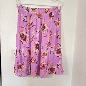 Sundance Josephine Floral Midi Skirt Purple Flowy Lined Side Zipper Size M